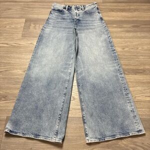 Express Super High Rise Relaxed Wide Leg Stretch Blue Jeans Size 6S